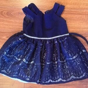 Elegant Navy Blue Lace Dress
